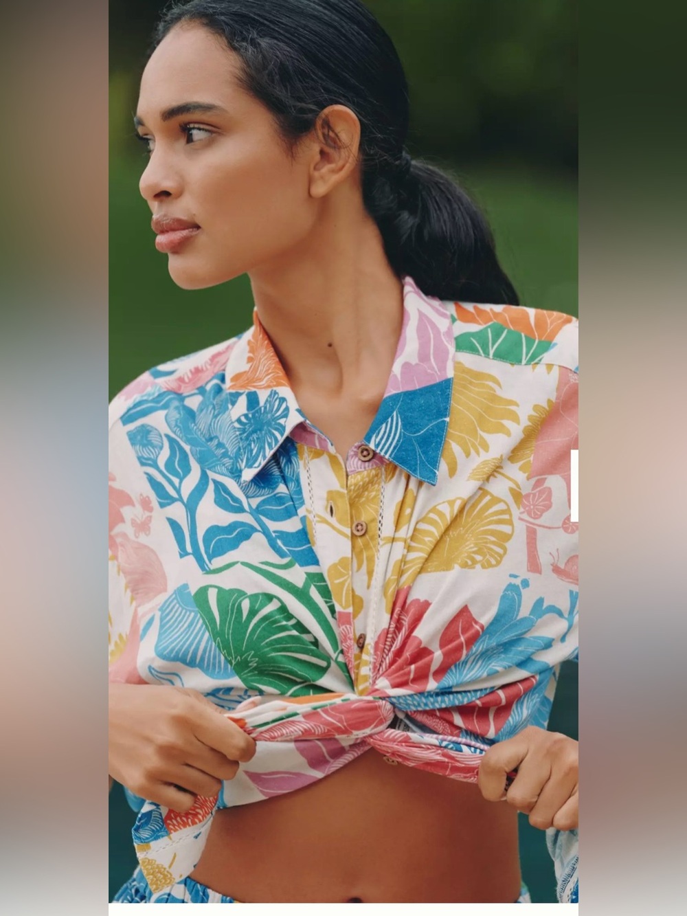 Celandine x Grace Gillespie Linen Blend Floral Button Down Shirt Size S Anthro